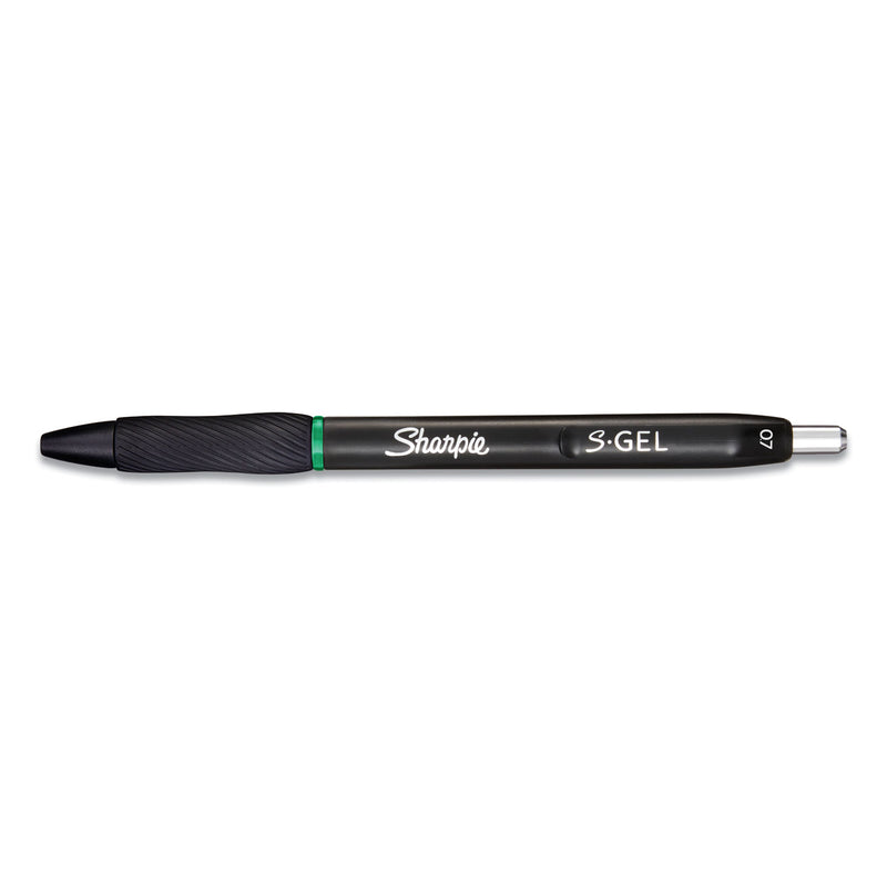 Sharpie S-Gel High-Performance Gel Pen, Retractable, Medium 0.7 mm, Green Ink, Black Barrel, Dozen