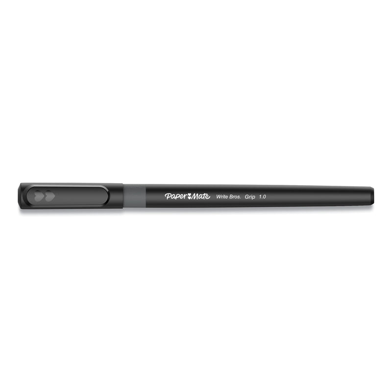 Paper Mate Write Bros. Grip Ballpoint Pen, Stick, Medium 1 mm, Black Ink, Black Barrel, Dozen