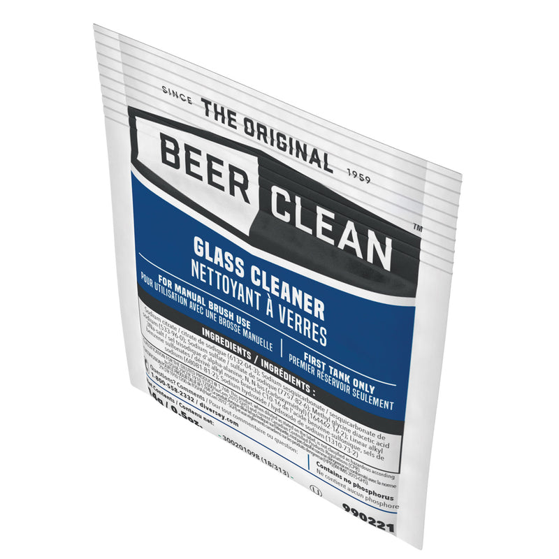 Diversey Beer Clean Glass Cleaner, Powder, 0.5 oz Packet, 100/Carton