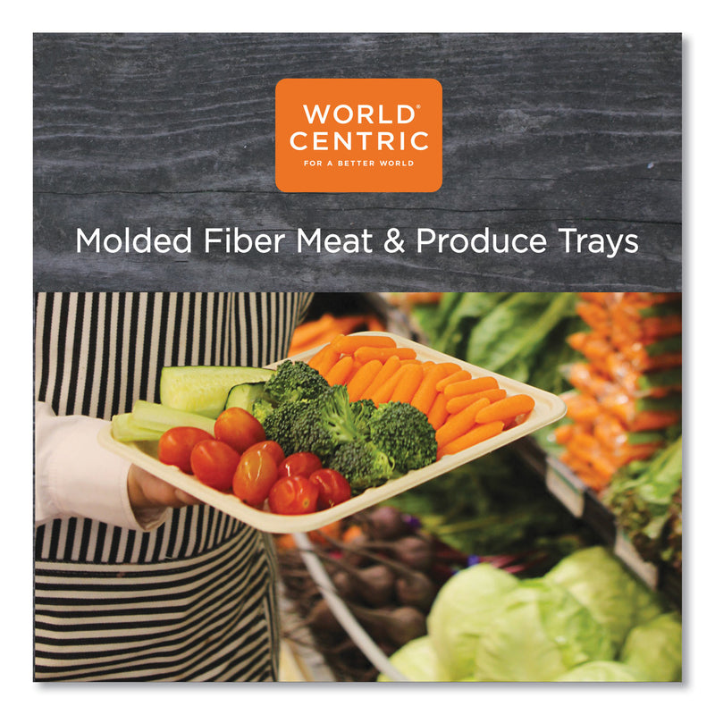 World Centric Fiber Trays, 1-Compartment, 9.1 x 7.1 x 0.7, Natural, Paper, 500/Carton