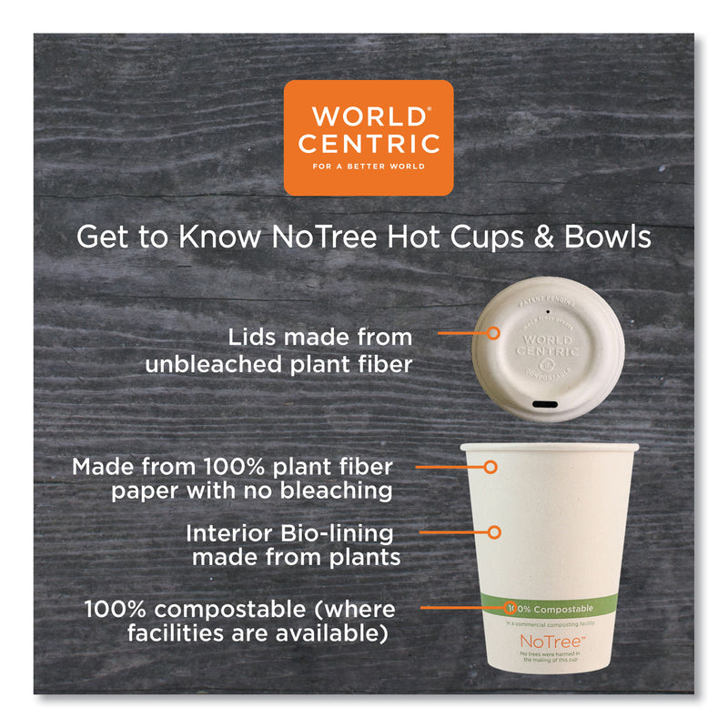 World Centric No Tree Paper Bowls, 12 oz, 4.4" Diameter x 2.5"h, Natural, Sugarcane, 500/Carton