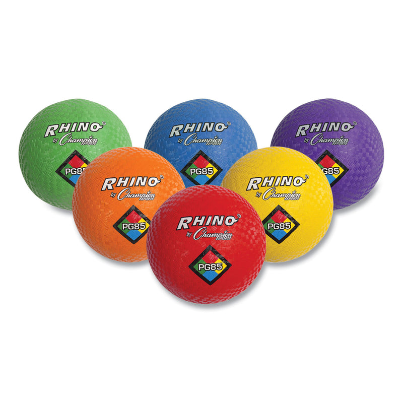 Champion Sports Playground Ball Set, 8.5" Diameter, Assorted Colors, 6/Set