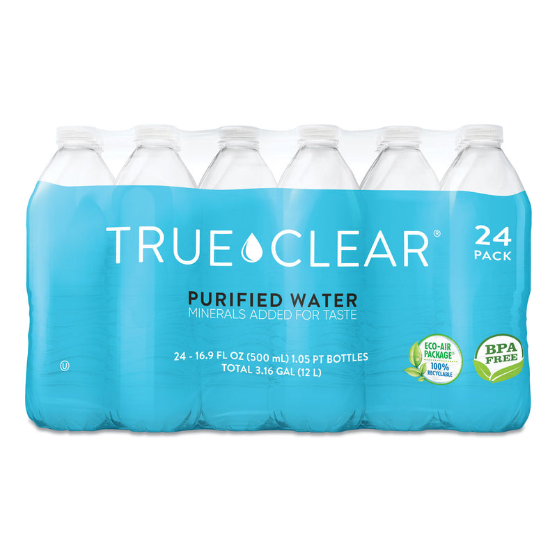 True Clear Purified Bottled Water, 16.9 oz Bottle, 24 Bottles/Carton, 84 Cartons/Pallet