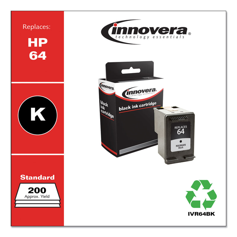 Innovera Remanufactured Black Ink, Replacement for 64 (N9J90AN), 200 Page-Yield