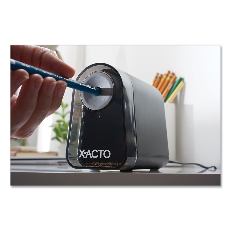 X-ACTO Model 19501 Mighty Mite Home Office Electric Pencil Sharpener, AC-Powered, 3.5 x 5.5 x 4.5, Black/Gray/Smoke