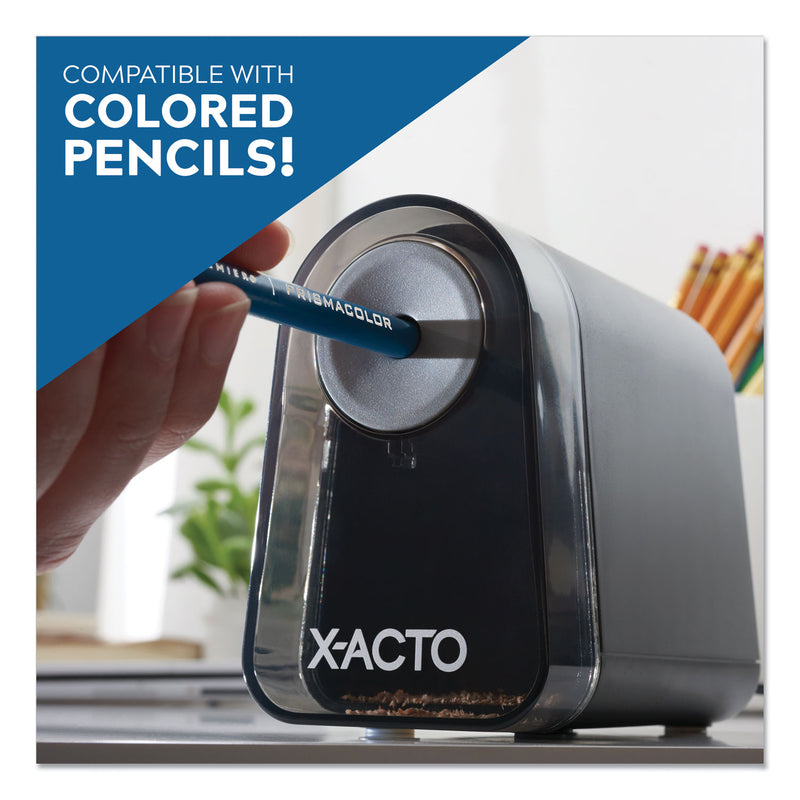 X-ACTO Model 19501 Mighty Mite Home Office Electric Pencil Sharpener, AC-Powered, 3.5 x 5.5 x 4.5, Black/Gray/Smoke