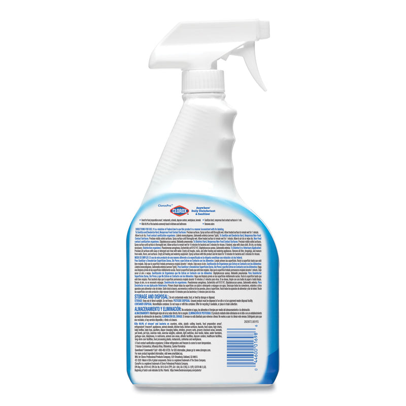 Clorox Anywhere Hard Surface Sanitizing Spray, 32 oz Spray Bottle, 12/Carton