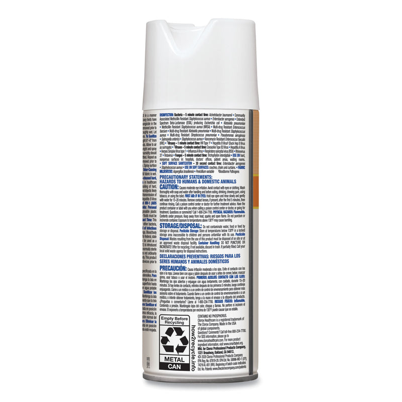 Clorox Citrace Hospital Disinfectant and Deodorizer, Citrus, 14 oz Aerosol Spray, 12/Carton