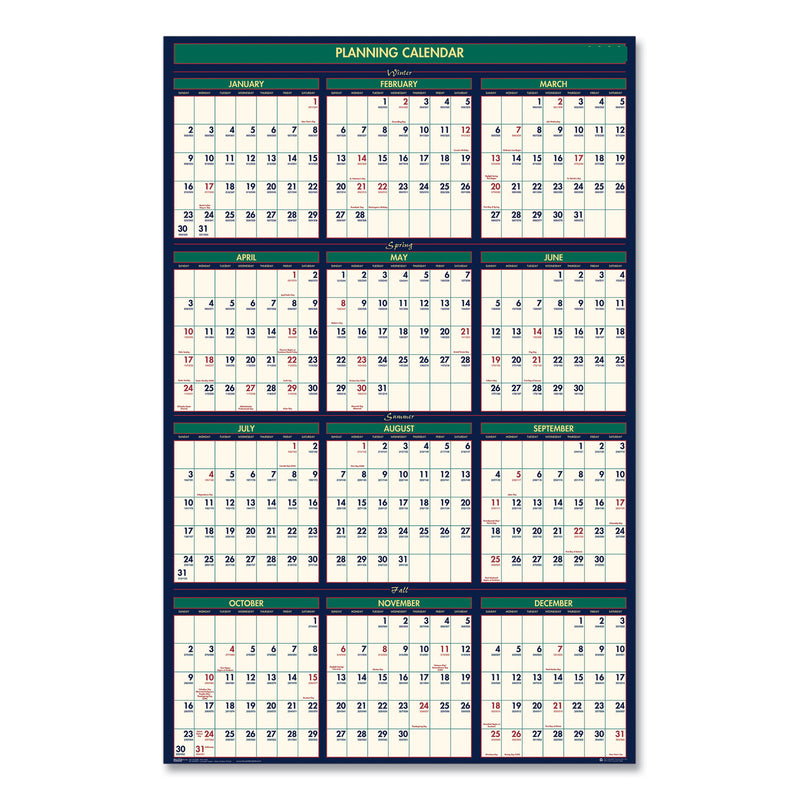 House of Doolittle Four Season Erasable Business/Academic Recycled Wall Calendar, 24 x 37, 12-Month(July-June):2022-2023, 12-Month(Jan-Dec):2023