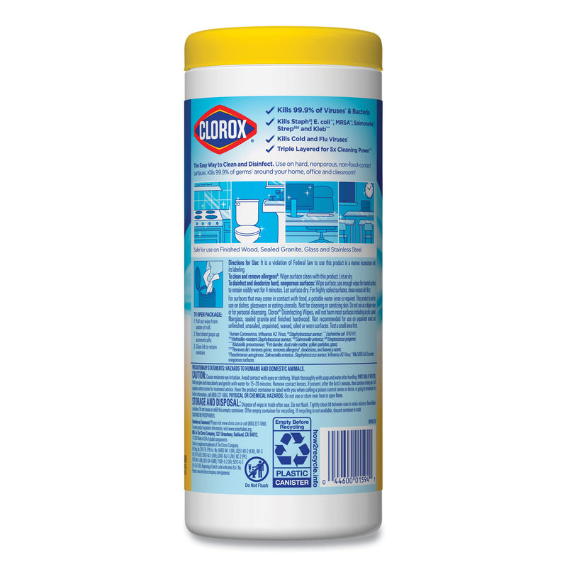 Clorox Disinfecting Wipes, 7 x 8, Crisp Lemon, 35/Canister