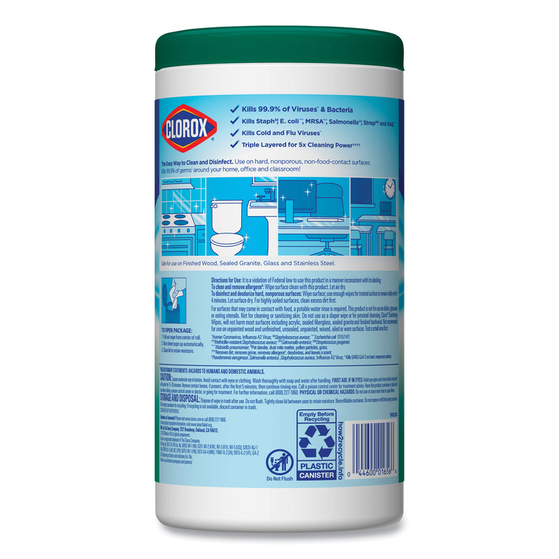 Clorox Disinfecting Wipes, Fresh Scent, 7 x 8, Fresh Scent, White, 75/Canister, 6 Canisters/Carton