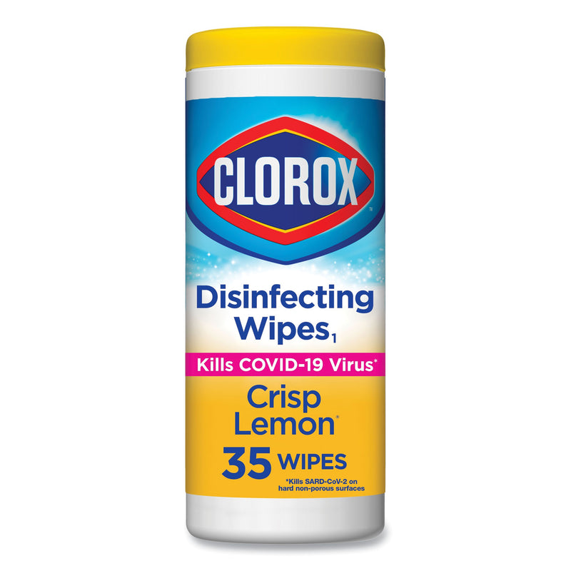 Clorox Disinfecting Wipes, 7 x 8, Crisp Lemon, 35/Canister