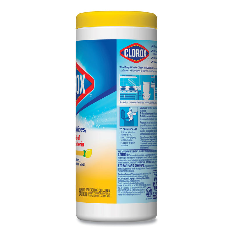 Clorox Disinfecting Wipes, 7 x 8, Crisp Lemon, 35/Canister