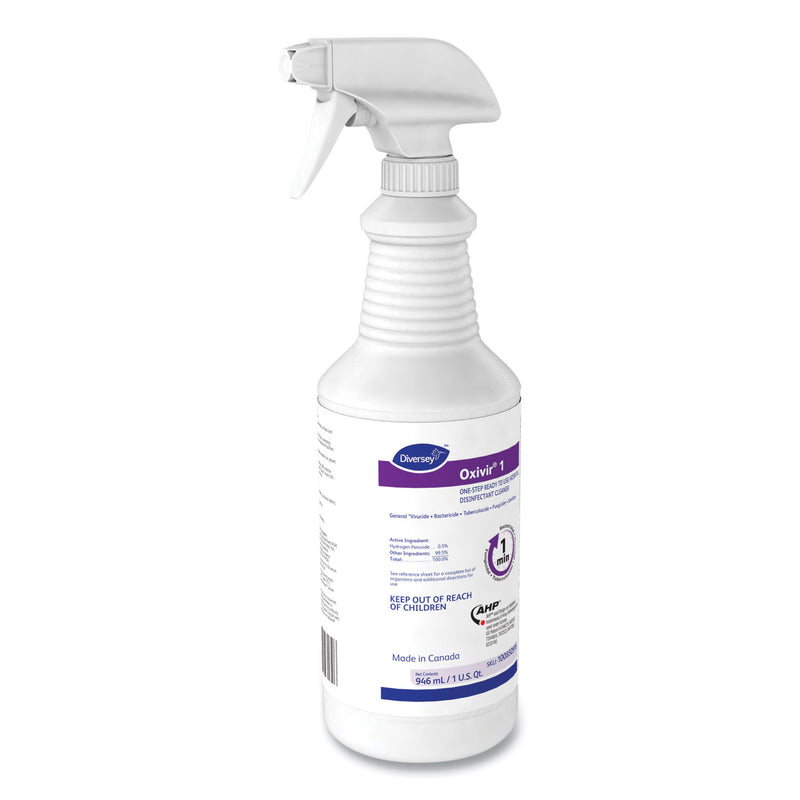 Diversey Oxivir 1 RTU Disinfectant Cleaner, 32 oz Spray Bottle, 12/Carton