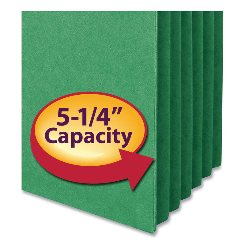 Smead Colored File Pockets, 5.25" Expansion, Letter Size, Green