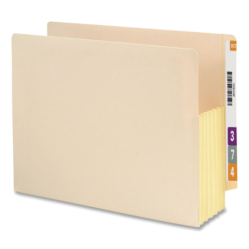 Smead Manila End Tab File Pockets with Tyvek-Lined Gussets, 5.25" Expansion, Letter Size, Manila, 10/Box