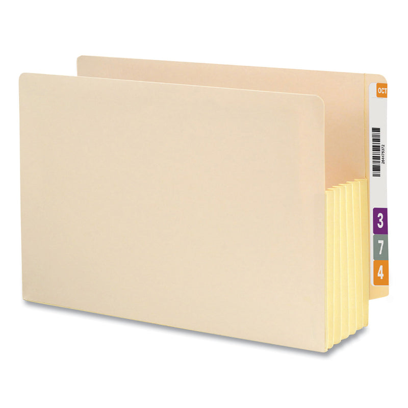 Smead Manila End Tab File Pockets with Tyvek-Lined Gussets, 5.25" Expansion, Legal Size, Manila, 10/Box