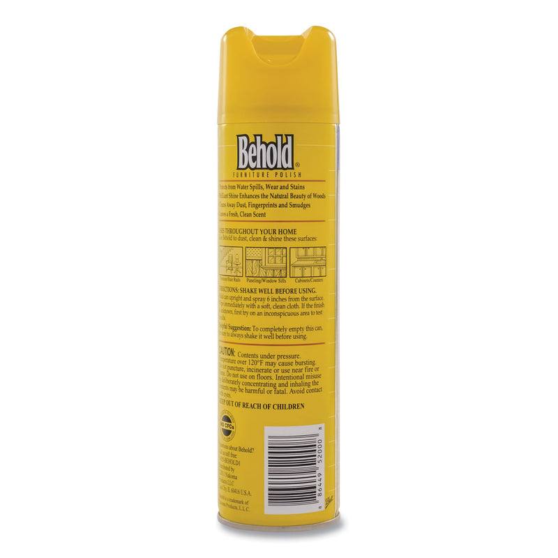 Diversey Behold Furniture Polish, Lemon, 12.5 oz Aerosol Spray, 6/Carton