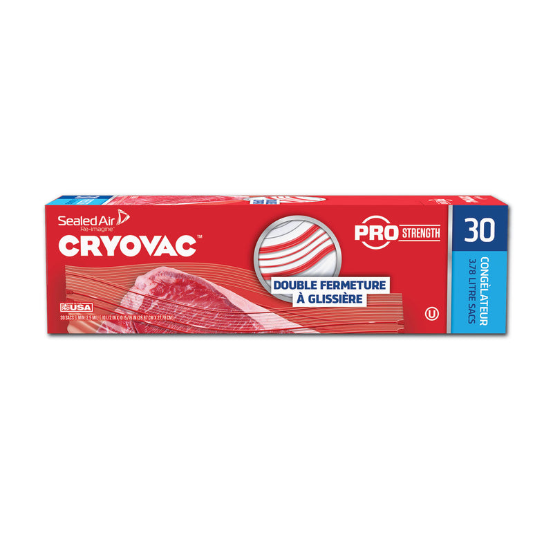 Diversey Cryovac One Gallon Freezer Bag Dual Zipper, 1 gal, 2.5 mil, 10.5" x 10.94", Clear, 270/Carton