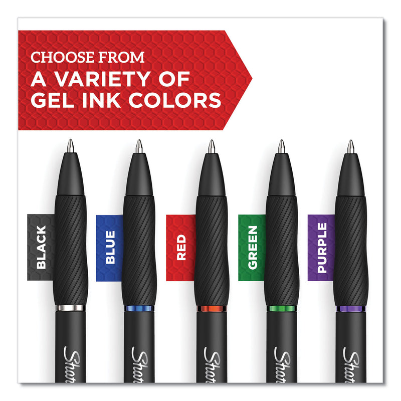 Sharpie S-Gel High-Performance Gel Pen, Retractable, Fine 0.5 mm, Blue Ink, Black Barrel, Dozen