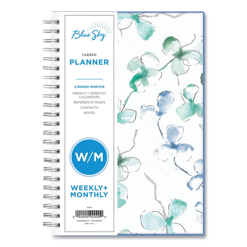 Blue Sky Lindley Weekly/Monthly Planner, Lindley Floral Artwork, 8 x 5, White/Blue/Green Cover, 12-Month (Jan to Dec): 2023