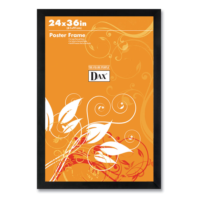 DAX Flat Face Wood Poster Frame, Clear Plastic Window, 24 x 36, Black Border