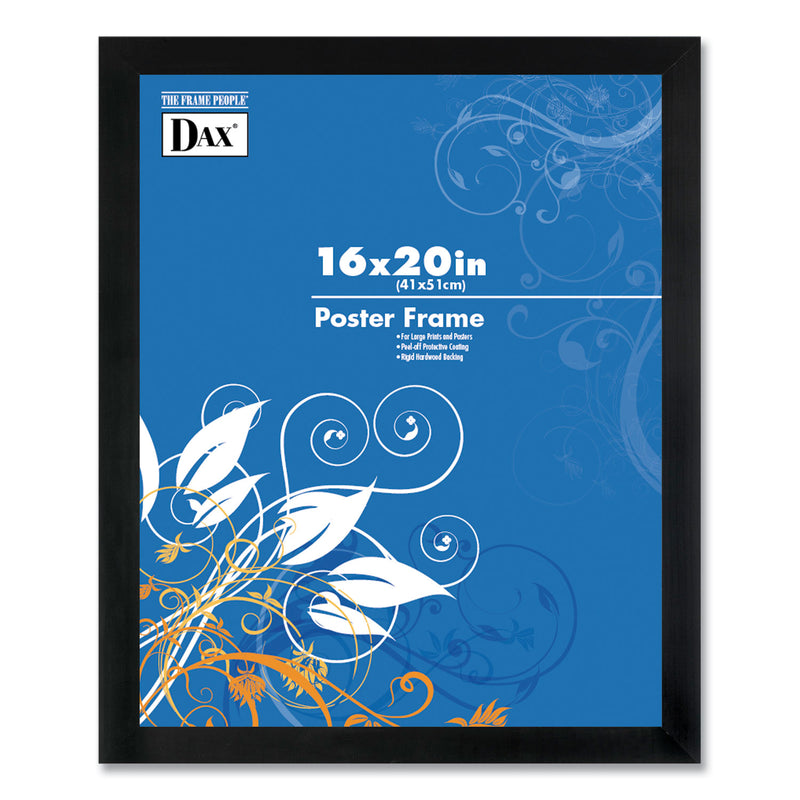 DAX Flat Face Wood Poster Frame, Clear Plastic Window, 16 x 20, Black Border