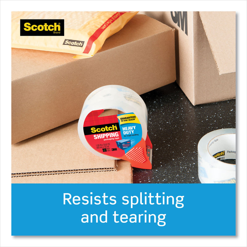 Scotch 3850 Heavy-Duty Packaging Tape with Dispenser, 3" Core, 1.88" x 54.6 yds, Clear, 4/Pack