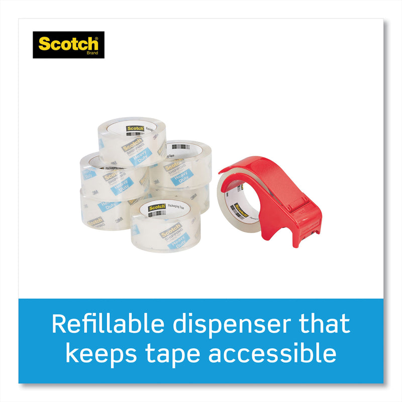 Scotch 3850 Heavy-Duty Packaging Tape with DP300 Dispenser, 3" Core, 1.88" x 54.6 yds, Clear, 6/Pack