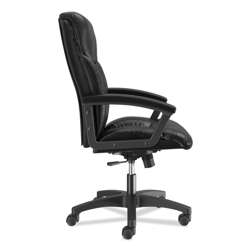 HON HVL151 Executive High-Back Leather Chair, Supports Up to 250 lb, 17.75" to 21.5" Seat Height, Black