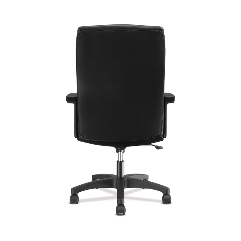 HON HVL151 Executive High-Back Leather Chair, Supports Up to 250 lb, 17.75" to 21.5" Seat Height, Black