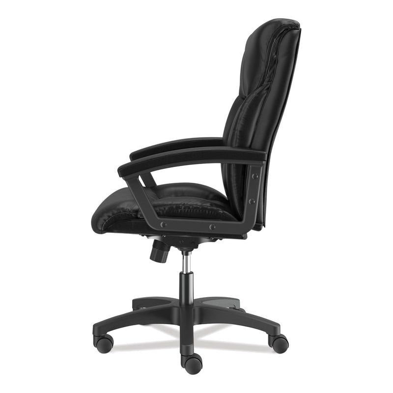 HON HVL151 Executive High-Back Leather Chair, Supports Up to 250 lb, 17.75" to 21.5" Seat Height, Black