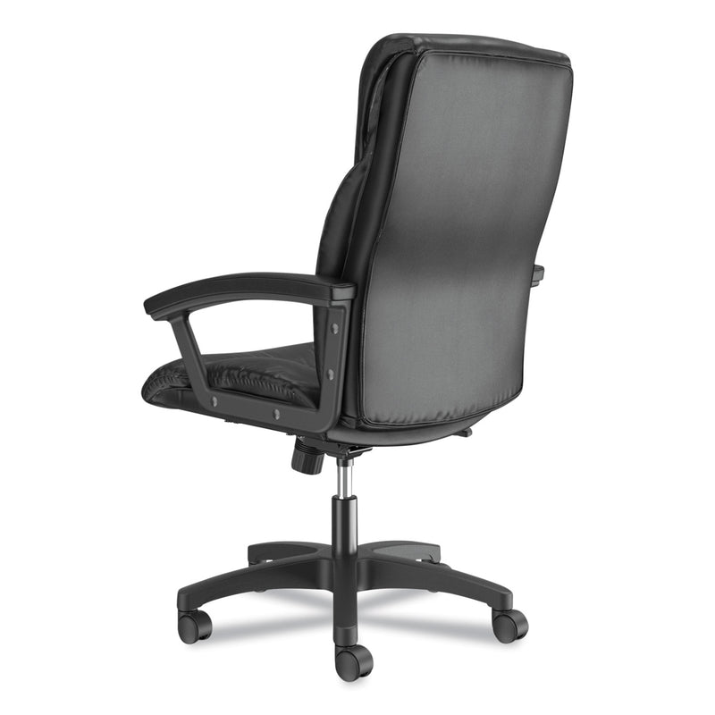 HON HVL151 Executive High-Back Leather Chair, Supports Up to 250 lb, 17.75" to 21.5" Seat Height, Black