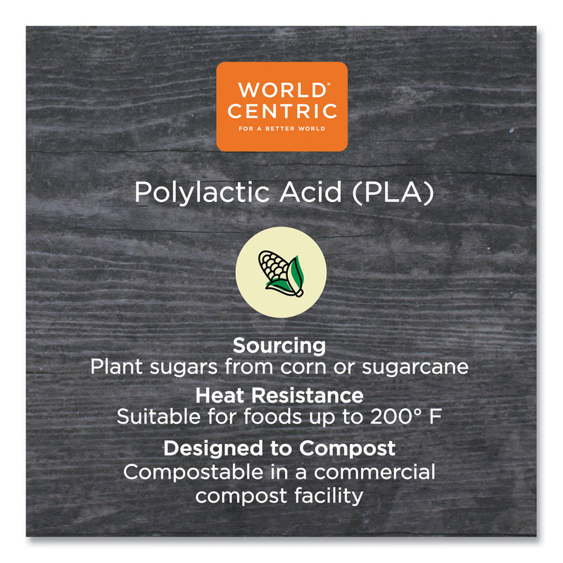 World Centric PLA Rectangular Deli Container Lids, 6.5 x 7.5 x 0.3, Clear, Plastic, 600/Carton