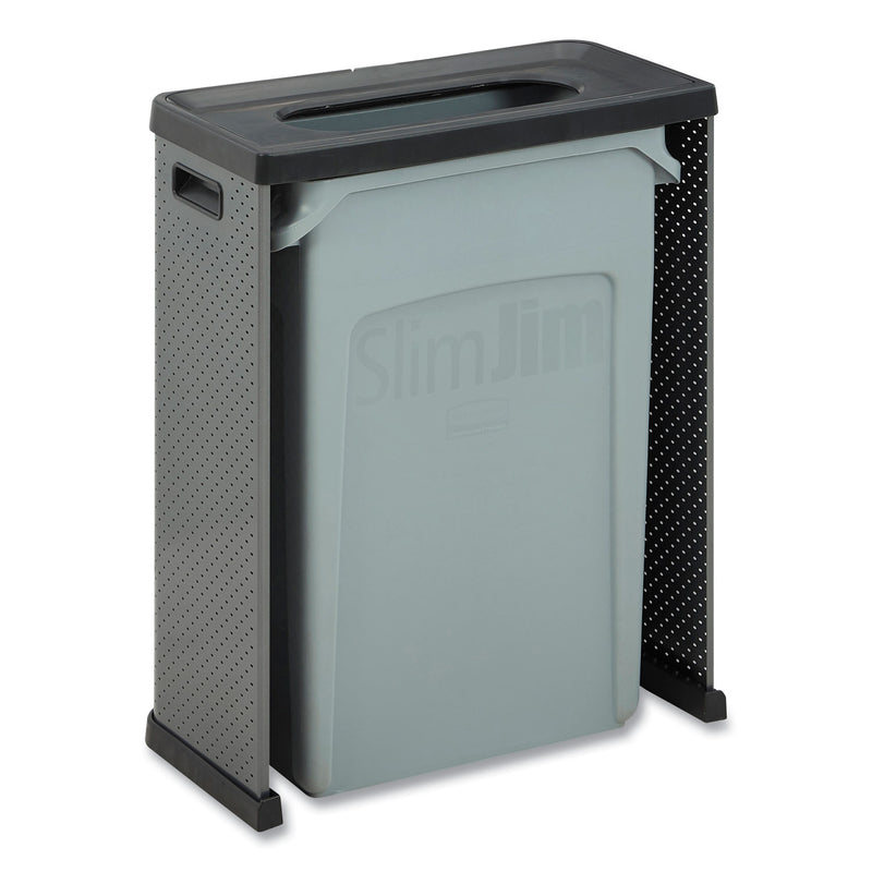 Rubbermaid Elevate Decorative Refuse Container, Landfill, 23 gal, 25.14 x 12.8 x 31.5, Pearl Dark Gray