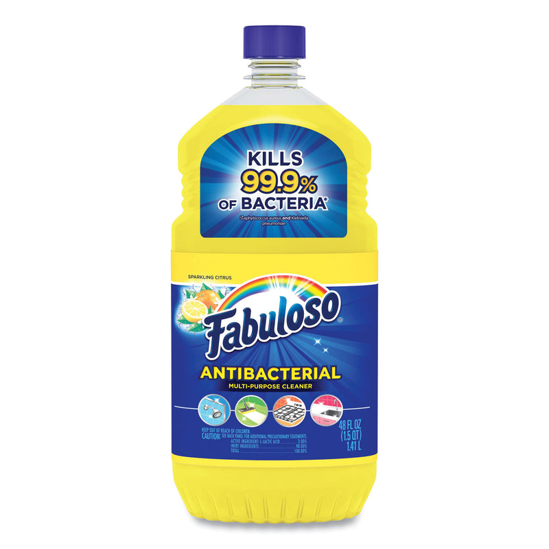 Fabuloso Antibacterial Multi-Purpose Cleaner, Sparkling Citrus Scent, 48 oz Bottle, 6/Carton