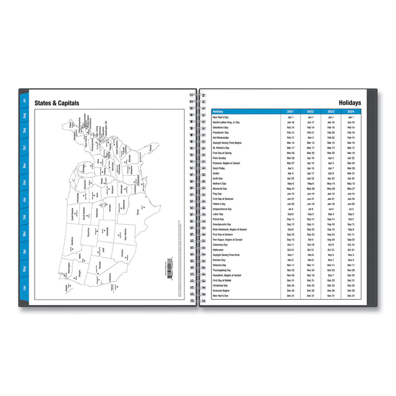 Blue Sky Collegiate Academic Year Weekly/Monthly Planner, 11 x 8.5, Charcoal Cover, 12-Month (July to June): 2022 to 2023