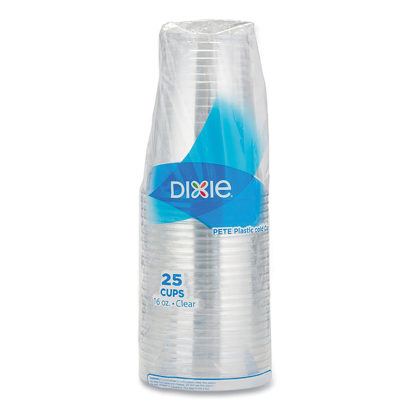 Dixie Clear Plastic PETE Cups, 16 oz, 25/Sleeve, 20 Sleeves/Carton