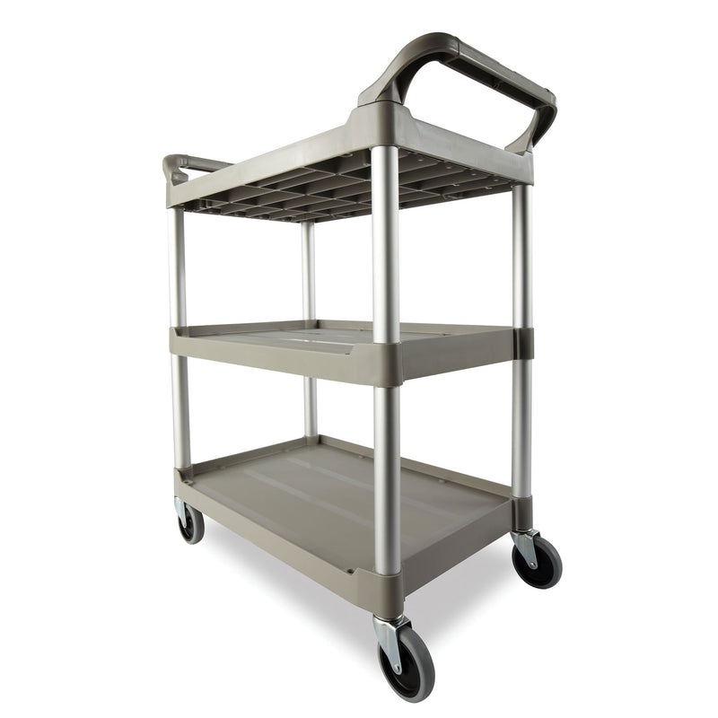 Rubbermaid Three-Shelf Service Cart, Plastic, 3 Shelves, 200 lb Capacity, 18.63" x 33.63" x 37.75", Off-White