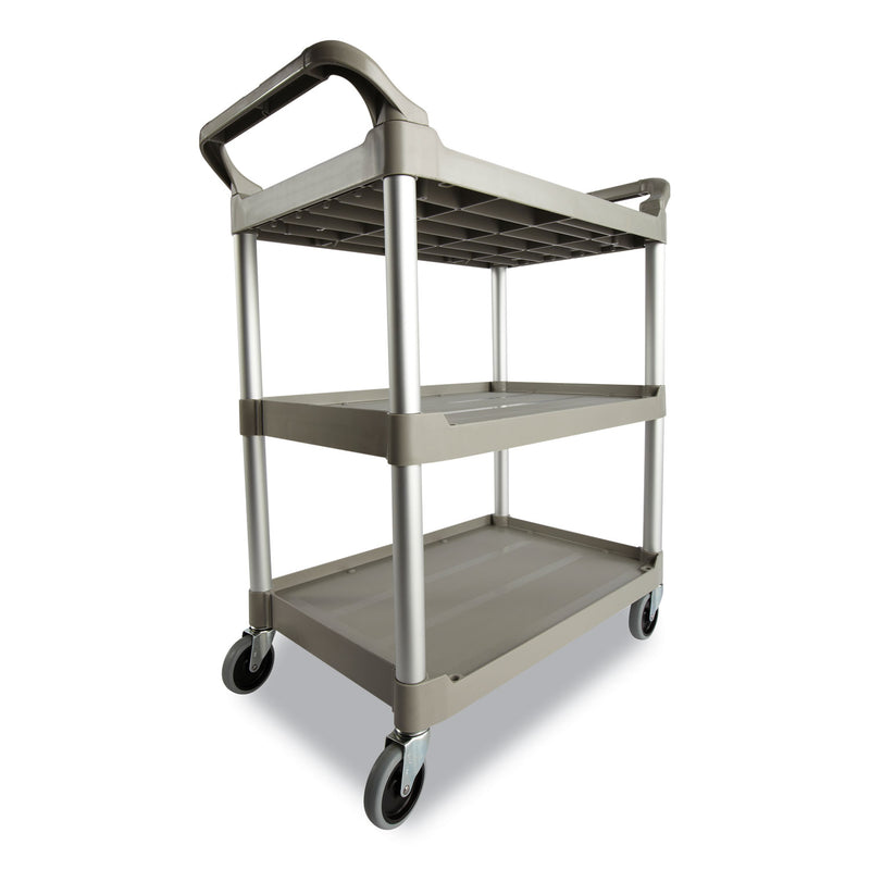 Rubbermaid Three-Shelf Service Cart, Plastic, 3 Shelves, 200 lb Capacity, 18.63" x 33.63" x 37.75", Off-White