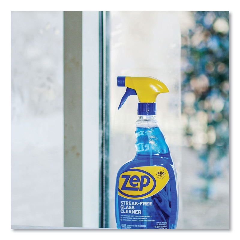 Zep Commercial Streak-Free Glass Cleaner, Pleasant Scent, 32 oz Spray Bottle, 12/Carton