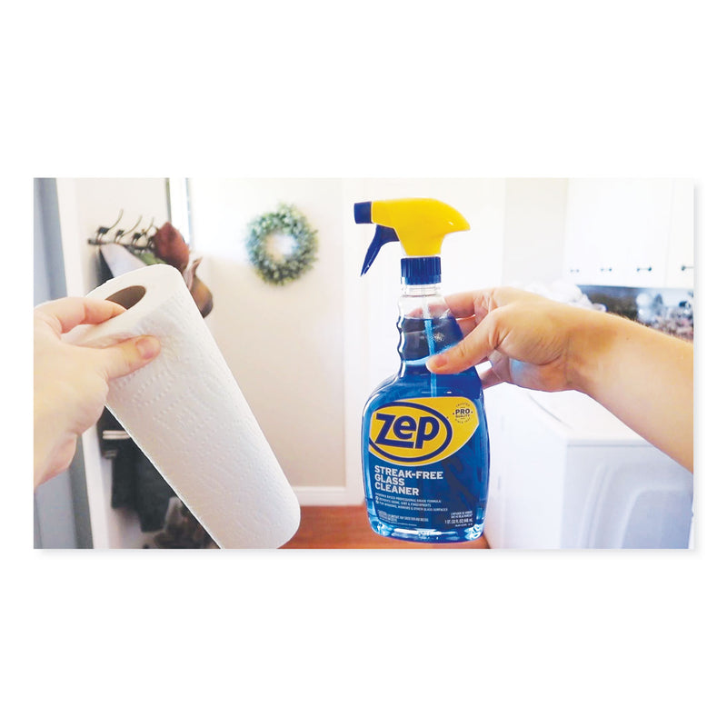 Zep Commercial Streak-Free Glass Cleaner, Pleasant Scent, 32 oz Spray Bottle, 12/Carton