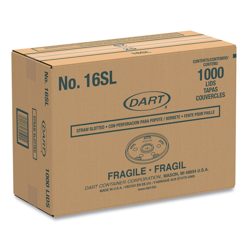 Dart Plastic Lids, Fits 12 oz to 24 oz Hot/Cold Foam Cups, Straw-Slot Lid, White, 100/Pack, 10 Packs/Carton