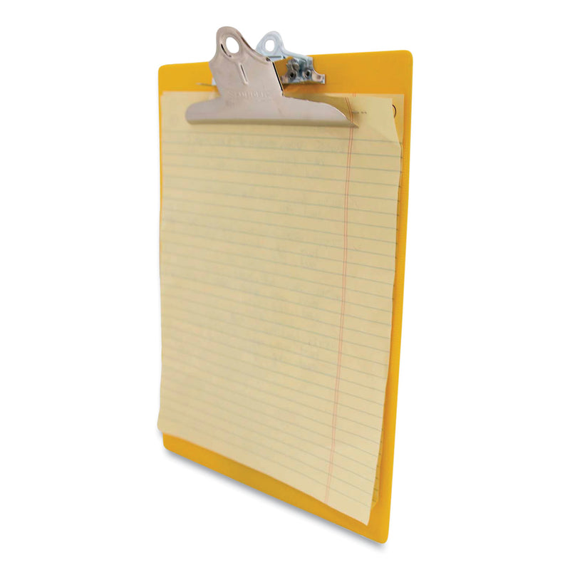 Saunders Recycled Plastic Clipboard with Ruler Edge, 1" Clip Capacity, Holds 8.5 x 11 Sheets, Yellow