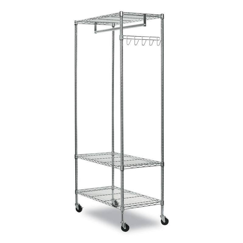 Alera Wire Shelving Garment Rack, 40 Garments, 48w x 18d x 75h, Silver