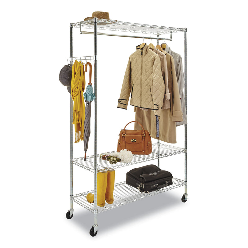 Alera Wire Shelving Garment Rack, 40 Garments, 48w x 18d x 75h, Silver