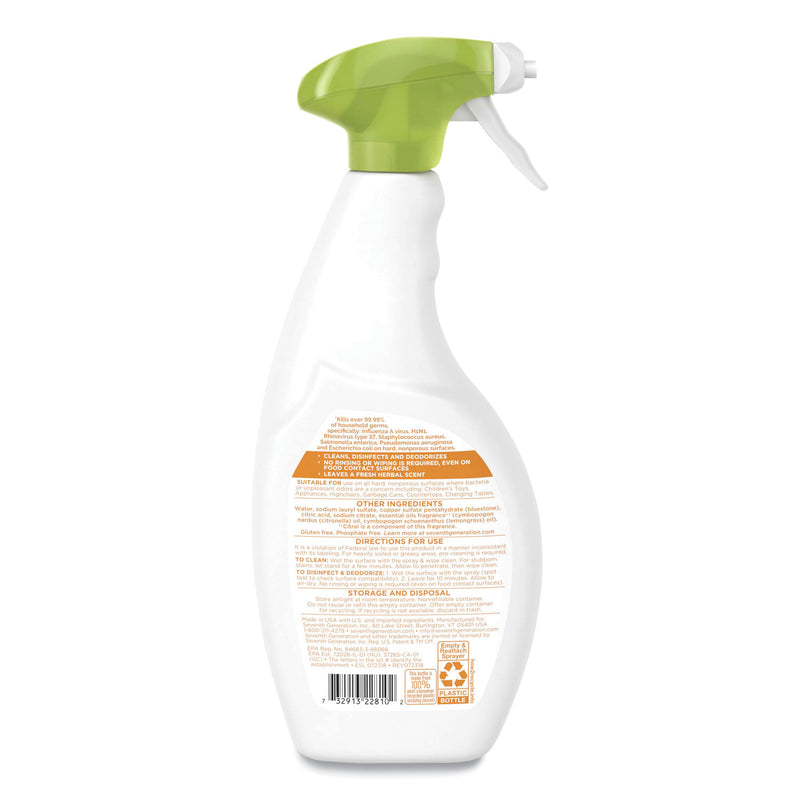 Seventh Generation Botanical Disinfecting Multi-Surface Cleaner, 26 oz Spray Bottle, 8/Carton