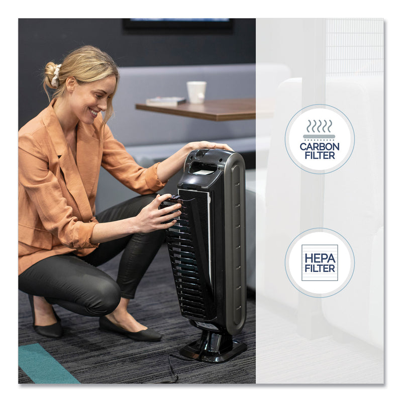 Fellowes HEPA and Carbon Filtration Air Purifiers, 100 to 200 sq ft Room Capacity, Black