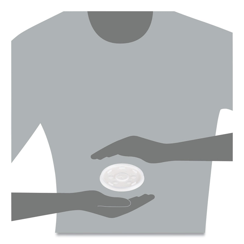 Dart Plastic Lids, Fits 12 oz to 24 oz Hot/Cold Foam Cups, Straw-Slot Lid, White, 100/Pack, 10 Packs/Carton