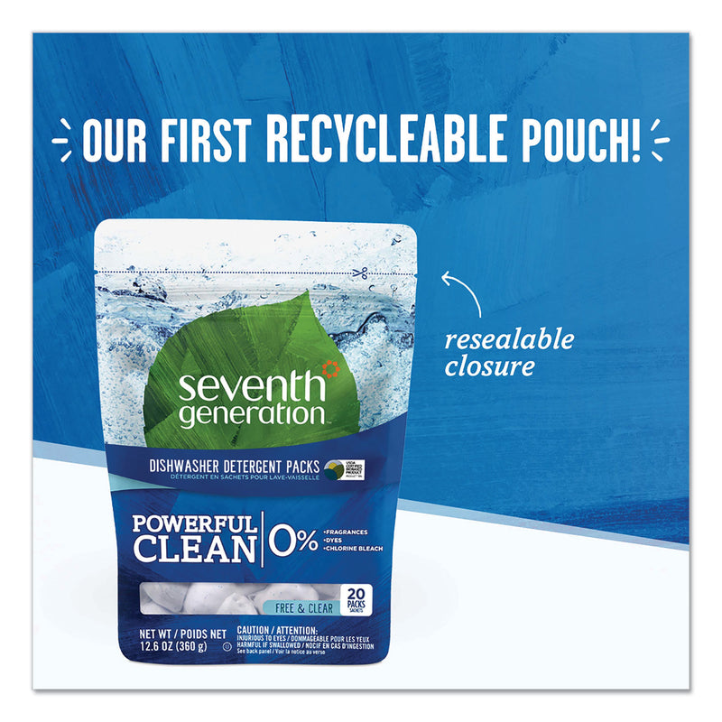 Seventh Generation Natural Dishwasher Detergent Concentrated Packs, 20/Pack, 12 Packs/Carton